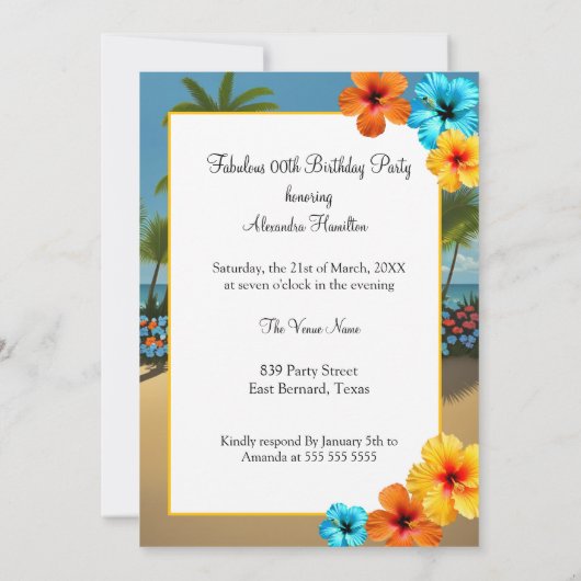 Tropical Beach Fabulous verjaardag Hibiscus Cockta Kaart (Achterkant)