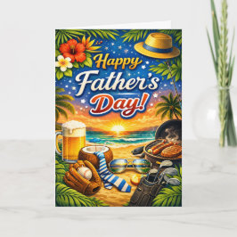 Tropical Beach Fathers Day Feestdagen Kaart