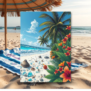 Tropical Beach Felicitaties meneer en mevrouw. Kaart