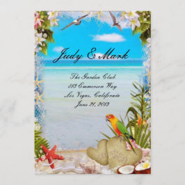 Tropical Beach Floral Bruiloft Menu Kaart
