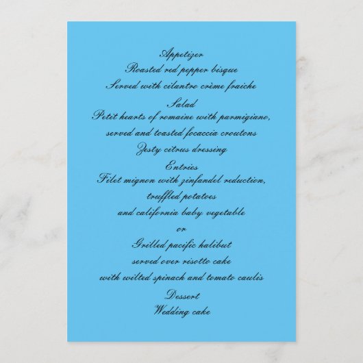 Tropical Beach Floral Bruiloft Menu Kaart (Achterkant)