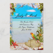 Tropical Beach Floral Bruiloft Menu Kaart (Voorkant)