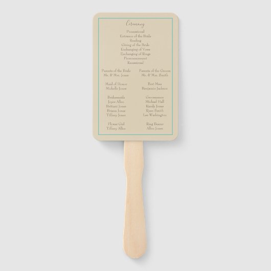 Tropical Beach Floral huwelijksprogramma Handwaaier (Achterkant)