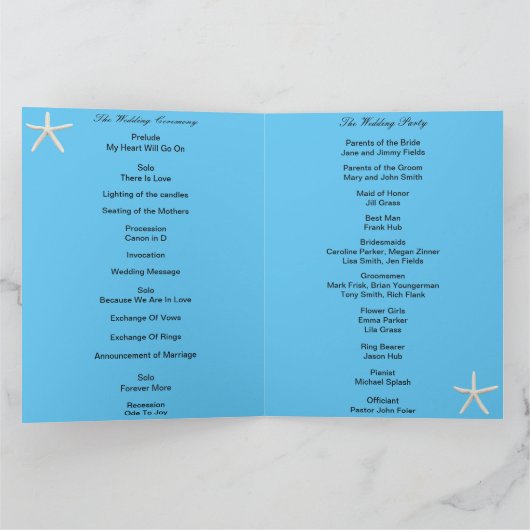 Tropical Beach Floral huwelijksprogramma Kaart (Binnen)