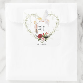 Tropical Beach Floral Palm Wedding Favor Vierkante Sticker