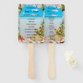Tropical Beach Floral Trouwprogramma Fans Handwaaier