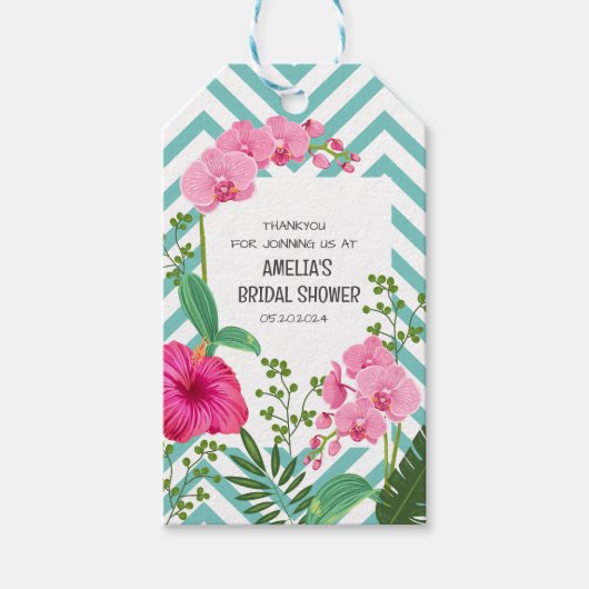 Tropical Beach Floral Vrijgezellenfeest Favoriet T Cadeaulabel (Voorkant)