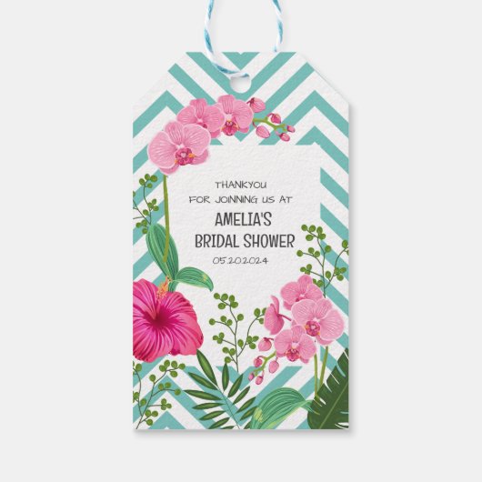 Tropical Beach Floral Vrijgezellenfeest Favoriet T Cadeaulabel (Achterkant)