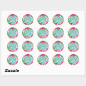 Tropical Beach Floral Vrijgezellenfeest gunst stic Ronde Sticker (Vel)