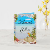 Tropical Beach Floral Wedding Dank u kaart (Gele Bloem)