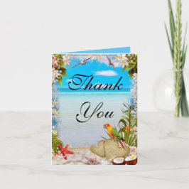 Tropical Beach Floral Wedding Dank u kaart