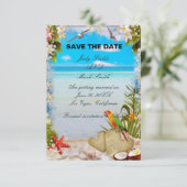 Tropical Beach Floral Wedding Save The Date Kaart (Staand voorkant)