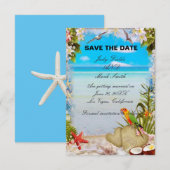 Tropical Beach Floral Wedding Save The Date Kaart (Voorkant / Achterkant)