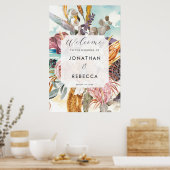 Tropical Beach Florals Bruiloft Welkomstbord poste Poster (Keuken)