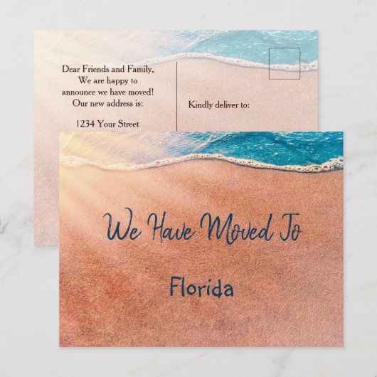 Tropical Beach Florida verhuizen nieuw adres Aankondigingskaart (Voorkant / Achterkant)