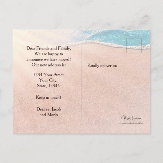 Tropical Beach Florida verhuizen nieuw adres Aankondigingskaart (Achterkant)