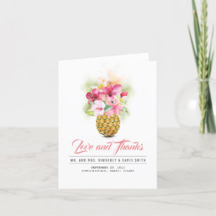 Tropical Beach Flowers Ananas Dank u Bedankkaart