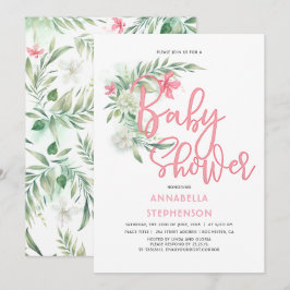 Tropical Beach Flowers Baby shower Kaart