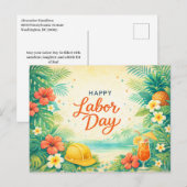 Tropical Beach Flowers Happy Labor Day Feestdagenkaart (Voorkant / Achterkant)