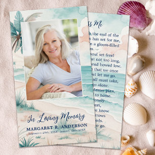 Tropical Beach Funeral Photo Memorial Prayer Kaart