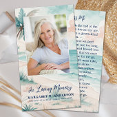 Tropical Beach Funeral Photo Memorial Prayer Kaart