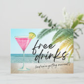 Tropical Beach Funny Wedding Save the Date (Staand voorkant)