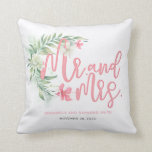 Tropical Beach Garden House net getrouwd paar Kussen<br><div class="desc">Tropische bloemenstrand stijl typografie kussen voor Mr en Mrs.</div>