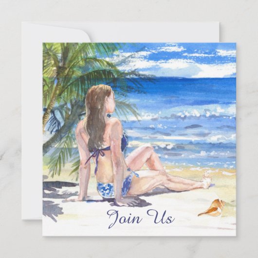 *~ Tropical Beach Generic AR29 ANY EVENT Party Kaart (Voorkant)