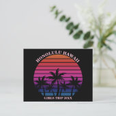 Tropical Beach Girls Trip Pink Black Custom Briefkaart (Staand voorkant)