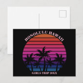 Tropical Beach Girls Trip Pink Black Custom Briefkaart (Voorkant / Achterkant)