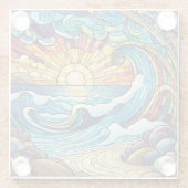 Tropical Beach Glas in lood kunst Glazen Onderzetter (Achterkant)