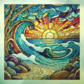 Tropical Beach Glas in lood kunst Raamsticker (Vel 3)