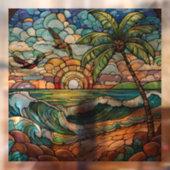 Tropical Beach Glas in lood kunst Raamsticker (Vel 2)