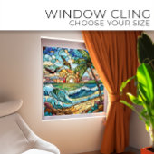 Tropical Beach Glas in lood kunst Raamsticker