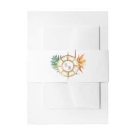 Tropical Beach Gold Compass Monogram Paspoort Uitnodigingen Wikkel