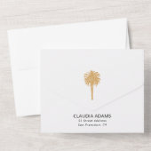 Tropical Beach Gold Palm Bestemming Bachelorette All In One Uitnodiging (Achterkant)