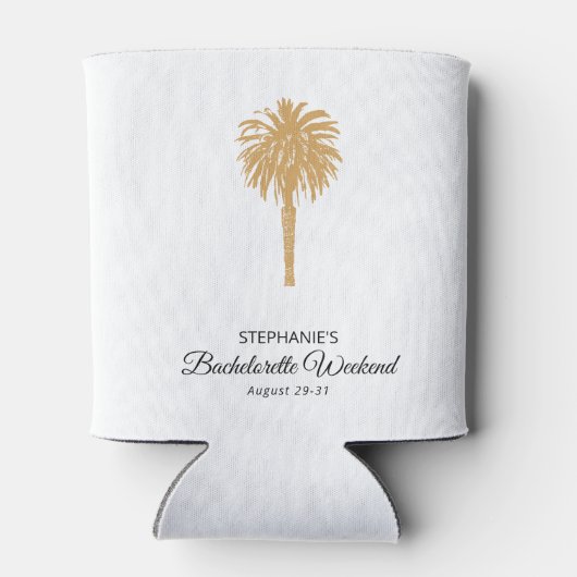 Tropical Beach Gold Palm Bestemming Bachelorette Blikjeskoeler (Achterkant)