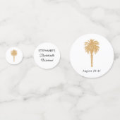 Tropical Beach Gold Palm Bestemming Bachelorette Confetti (Achterkanten)