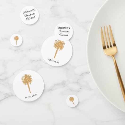 Tropical Beach Gold Palm Bestemming Bachelorette Confetti (Groep)