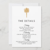 Tropical Beach Gold Palm Bestemming Bachelorette Kaart (Achterkant)