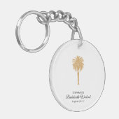 Tropical Beach Gold Palm Bestemming Bachelorette Sleutelhanger (Voorkant Links)