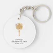 Tropical Beach Gold Palm Bestemming Bachelorette Sleutelhanger (Achterkant)