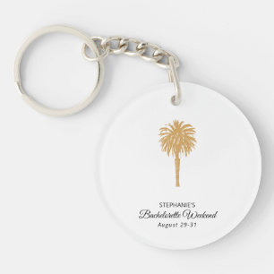 Tropical Beach Gold Palm Bestemming Bachelorette Sleutelhanger