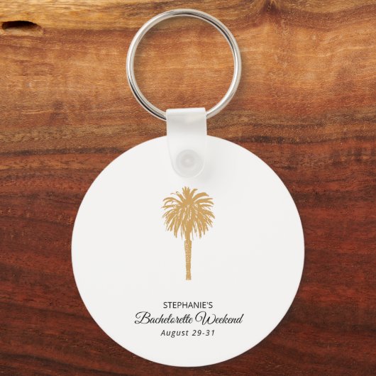 Tropical Beach Gold Palm Bestemming Bachelorette Sleutelhanger (Voorkant)