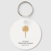 Tropical Beach Gold Palm Bestemming Bachelorette Sleutelhanger (Achterkant)