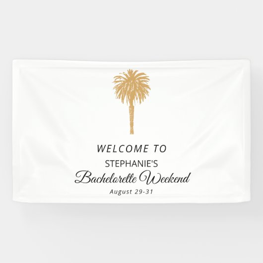 Tropical Beach Gold Palm Bestemming Bachelorette Spandoek (Horizontaal)
