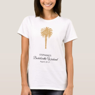 Tropical Beach Gold Palm Bestemming Bachelorette T-shirt