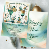 Tropical Beach Gold Sundowner Cocktail Nieuwjaar Kaart