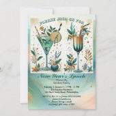 Tropical Beach Gold Sundowner Cocktail Nieuwjaar Kaart (Voorkant)