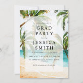 Tropical Beach Graduation Party Kaart (Voorkant)